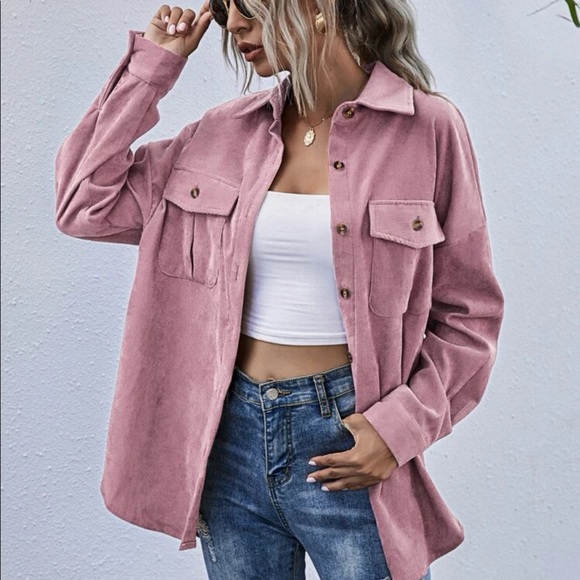 Jackets & Blazers - Pink Button Up Corduroy